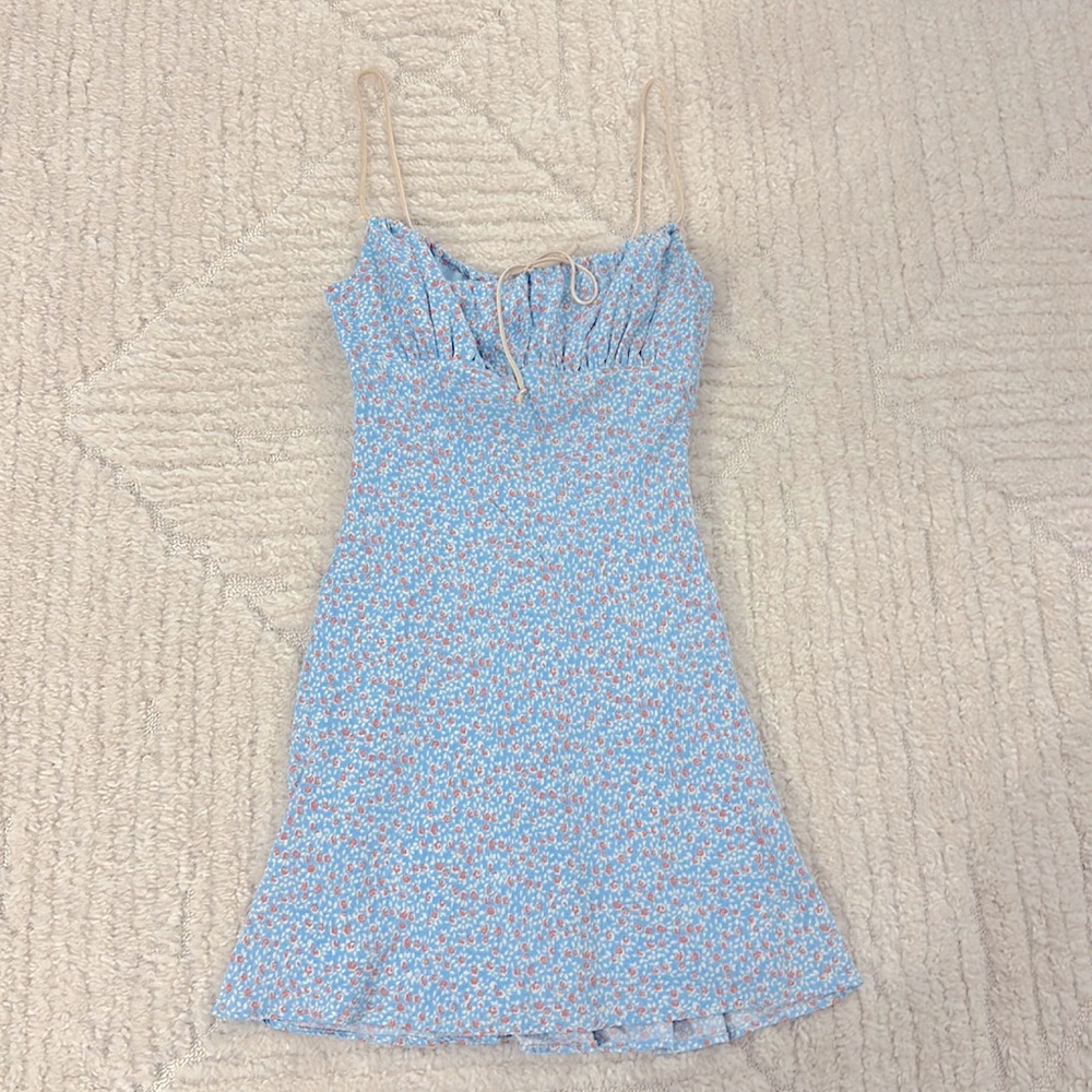 Cotton Candy, Light Blue Floral Print Dress, Size Small
